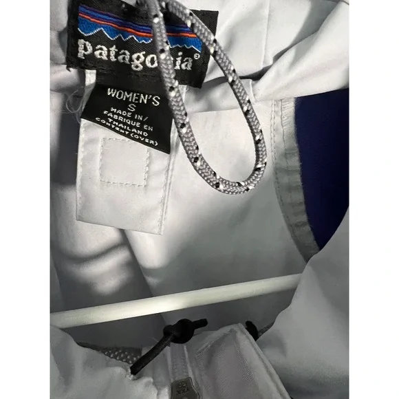 Patagonia Womens Small Colorblock Hooded Windbreaker Jacket Grey Blue Full Zip - Picture 3 of 6